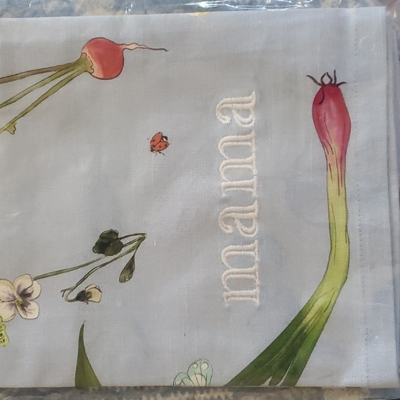 New Anthro Mama Faye Dish Towel Blue Garden Motif 28"x21" Sealed - Picture 4 of 6